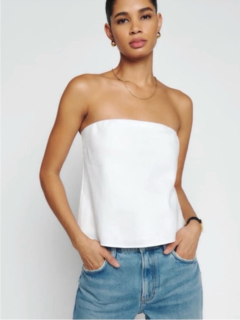 J. McLAUGHLIN Dorota Linen Blend Top White Size M NEW